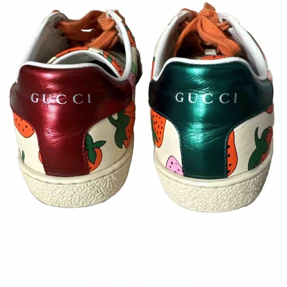 Gucci Ace Strawberry Leather Sneakers Size 36.5 - Picture 5 of 7